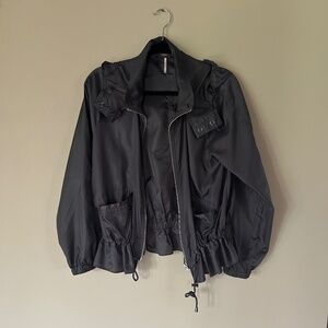 FREE PEOPLE LIGHTWEIGHT GREY JACKET W/HOOD SIZE MEDIUM